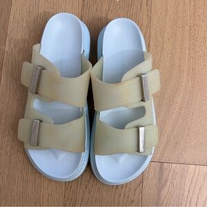 Alexander McQueen Beige and Light Blue Sandals